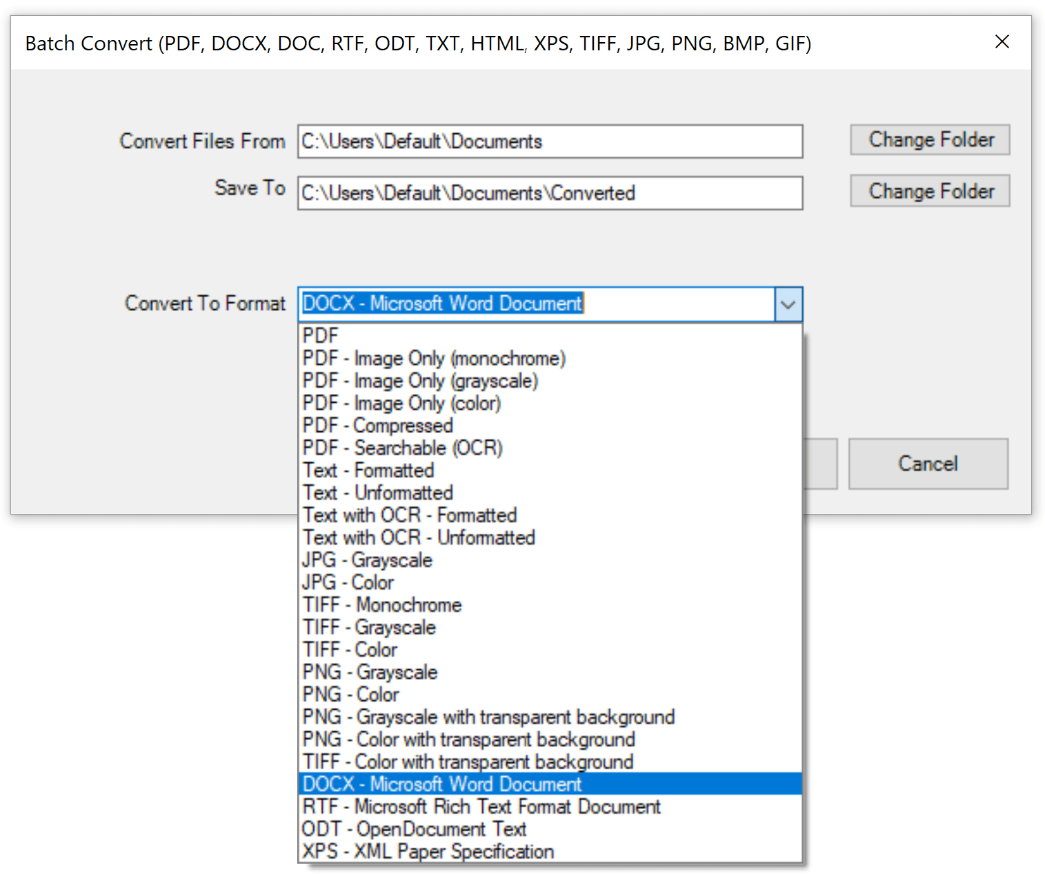 Win2PDF Desktop - Batch Convert TXT to DOCX